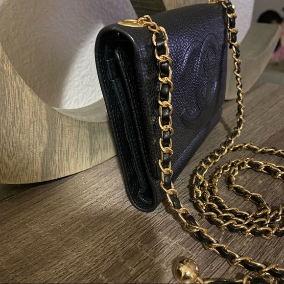 ⚜️🖤Chanel Wallet on a Pearl Crush Style Adjustable Crossbody Chain BumBag Revamp - Picture 4 of 13
